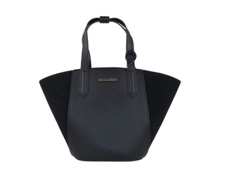 Portia Small Pebbled Leather Suede Tote Handbag (black) - Luxury for You