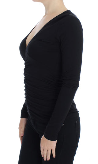 Elegant V-neck Black Viscose Blend Sweater - Luxury for You