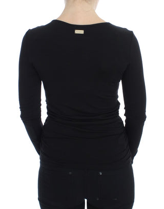 Elegant V-neck Black Viscose Blend Sweater - Luxury for You