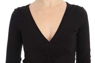 Elegant V-neck Black Viscose Blend Sweater - Luxury for You