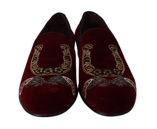 Bordeaux Velvet Sequined Men's Loafers - Luxury for You