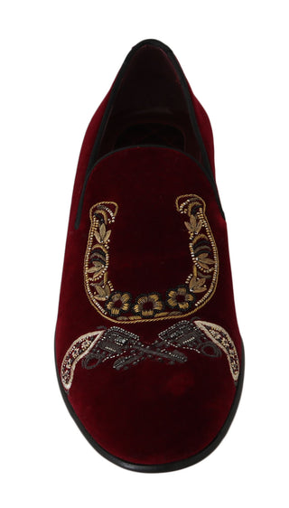 Bordeaux Velvet Sequined Men's Loafers - Luxury for You