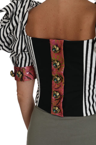 Elegant Cropped Corset Top With Crystal Buttons - Luxury for You