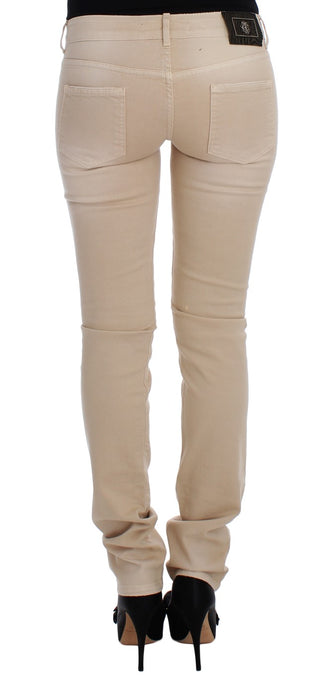 Beige Cotton Stretch Slim Fit Jeans - Luxury for You