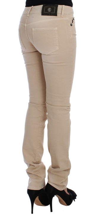 Beige Cotton Stretch Slim Fit Jeans - Luxury for You