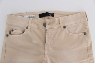 Beige Cotton Stretch Slim Fit Jeans - Luxury for You