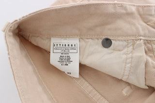 Beige Cotton Stretch Slim Fit Jeans - Luxury for You