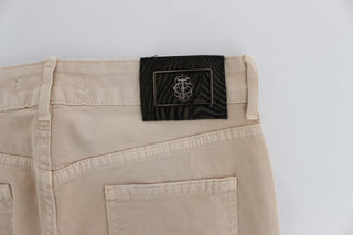 Beige Cotton Stretch Slim Fit Jeans - Luxury for You