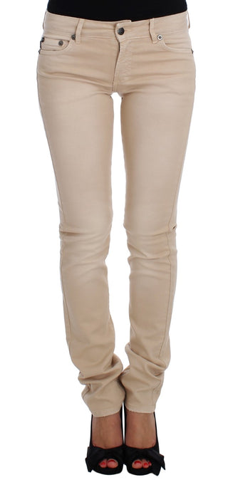 Beige Cotton Stretch Slim Fit Jeans - Luxury for You