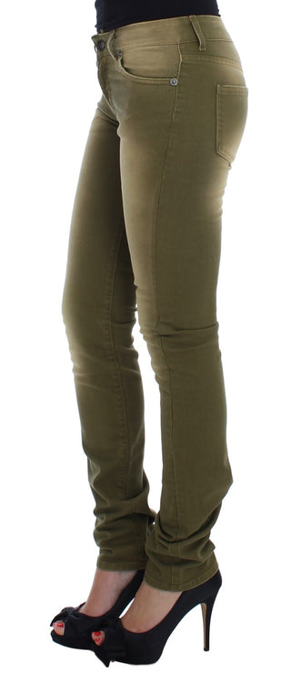 Green Slim Fit Cotton Stretch Jeans - Luxury for You