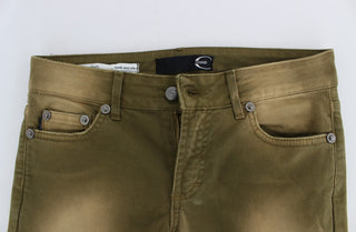 Green Slim Fit Cotton Stretch Jeans - Luxury for You