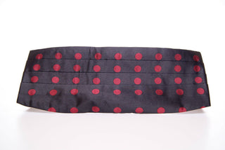 Exquisite Black Silk Cummerbund With Red Polka Dots - Luxury for You