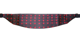 Exquisite Black Silk Cummerbund With Red Polka Dots - Luxury for You