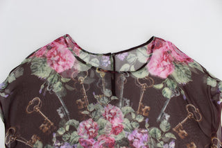 Elegant Floral Silk Blouse With Cap Sleeves - Luxury for You