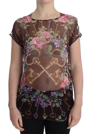 Elegant Floral Silk Blouse With Cap Sleeves - Luxury for You