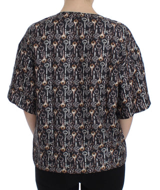 Enchanted Sicily Silk Blouse With Key Print - Luxury for You