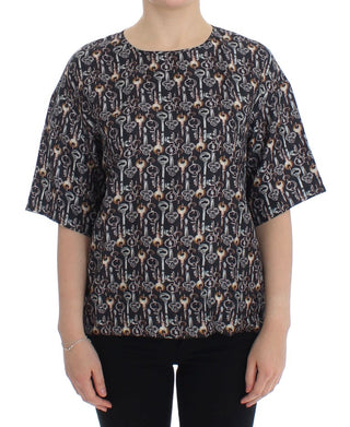 Enchanted Sicily Silk Blouse With Key Print - Luxury for You