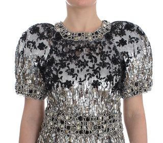 Silver Crystal Embellished Shift Dress Masterpiece - Luxury for You