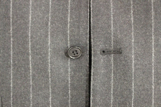 Sleek Gray Striped Wool Dress Vest - Luxury for You