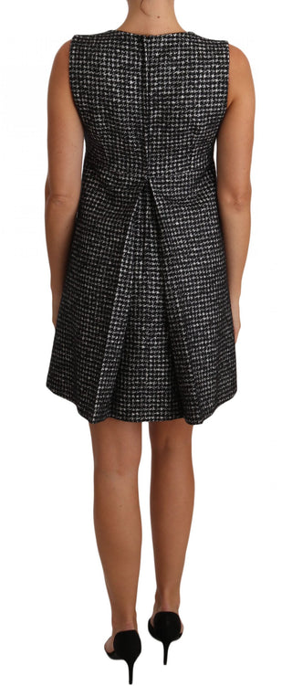 Houndstooth Floral Appliqué Shift Dress - Luxury for You