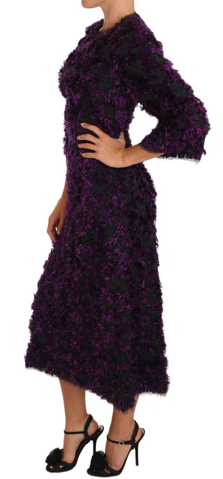 Elegant Fringe Sheath Dress In Purple & Black - Luxury for You