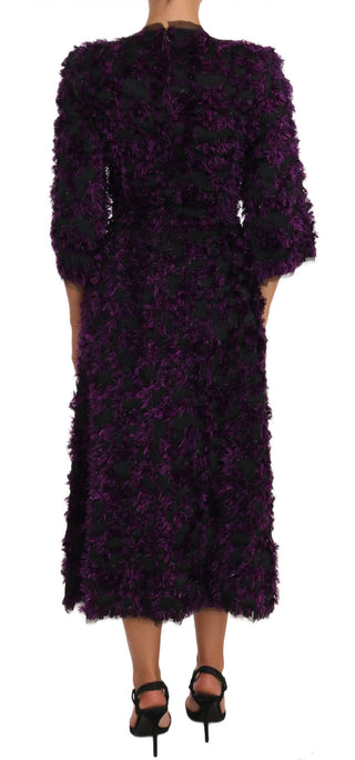 Elegant Fringe Sheath Dress In Purple & Black - Luxury for You