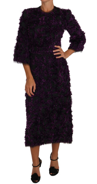 Elegant Fringe Sheath Dress In Purple & Black - Luxury for You