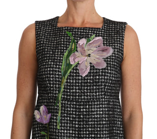 Elegant Gray Mini A-line Dress With Purple Tulip - Luxury for You