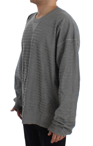 Elegant Gray Silk Crewneck Pullover Sweater - Luxury for You