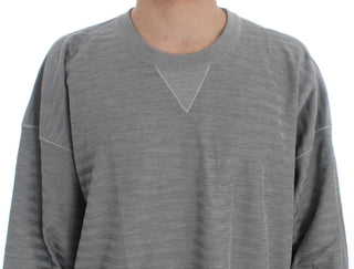 Elegant Gray Silk Crewneck Pullover Sweater - Luxury for You