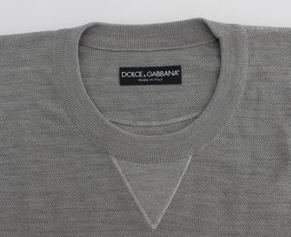 Elegant Gray Silk Crewneck Pullover Sweater - Luxury for You