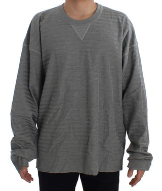 Elegant Gray Silk Crewneck Pullover Sweater - Luxury for You