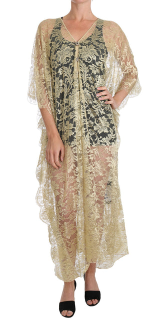 Golden Floral Lace Kaftan Sundress - Luxury for You