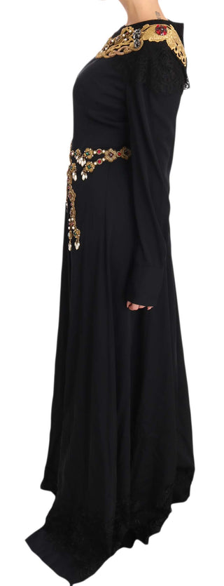 Elegant Maxi Black Dress With Gold Detailing - Luxury for You