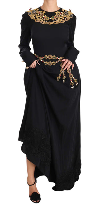 Elegant Maxi Black Dress With Gold Detailing - Luxury for You