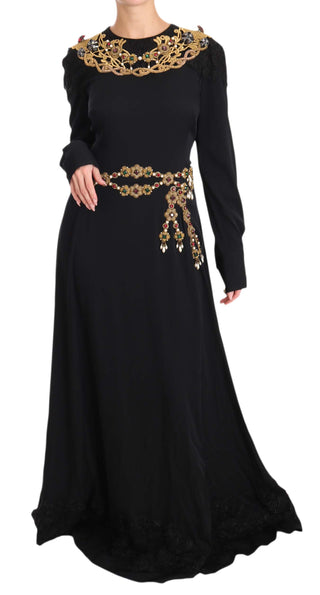 Elegant Maxi Black Dress With Gold Detailing - Luxury for You