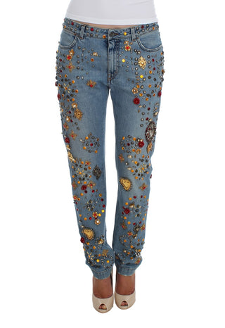 Enchanted Sicily Crystal Heart Boyfriend Jeans - Luxury for You