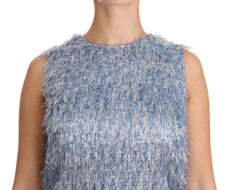 Elegant Light Blue Fringe Shift Dress - Luxury for You