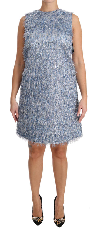 Elegant Light Blue Fringe Shift Dress - Luxury for You