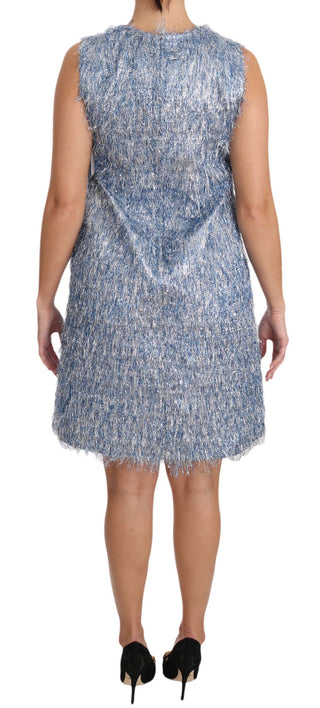 Elegant Light Blue Fringe Shift Dress - Luxury for You