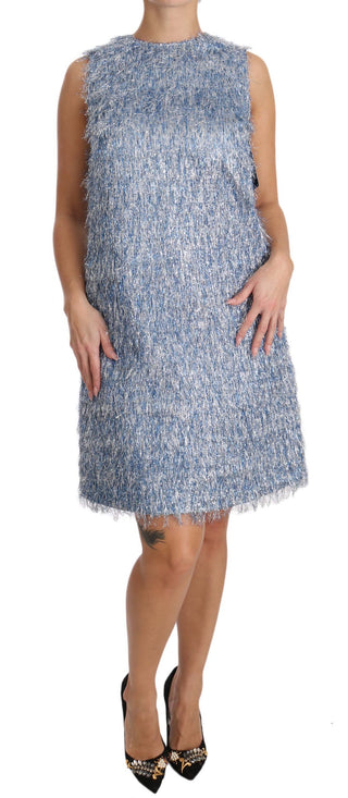 Elegant Light Blue Fringe Shift Dress - Luxury for You