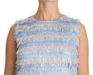 Elegant Light Blue Fringe Shift Dress - Luxury for You