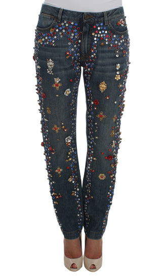 Enchanted Sicily Crystal Heart Boyfriend Jeans - Luxury for You