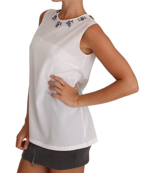 Elegant Embellished Sleeveless Silk Blouse - Luxury for You