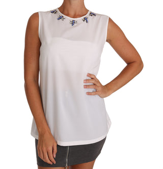 Elegant Embellished Sleeveless Silk Blouse - Luxury for You