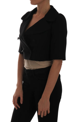 Chic Black Cropped Double Breasted Blazer - Luxury for You