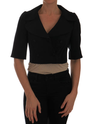 Chic Black Cropped Double Breasted Blazer - Luxury for You