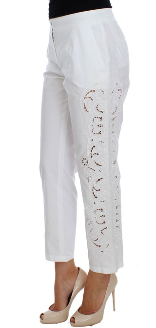 Elegant White Floral Cutout Dress Pants - Luxury for You