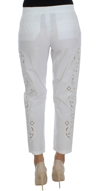 Elegant White Floral Cutout Dress Pants - Luxury for You