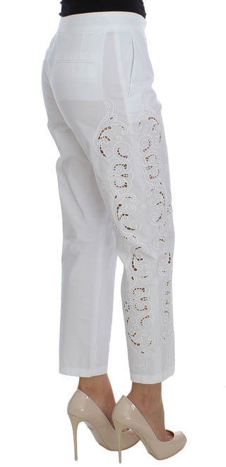 Elegant White Floral Cutout Dress Pants - Luxury for You